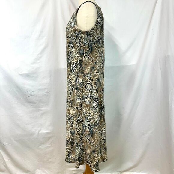 STUDIO I Vintage 90s Green Paisley Sleeveless Maxi Dress Women 12 Petite Boho - Picture 3 of 6